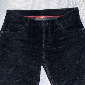 Prada black corduroy low rise, capri pants
